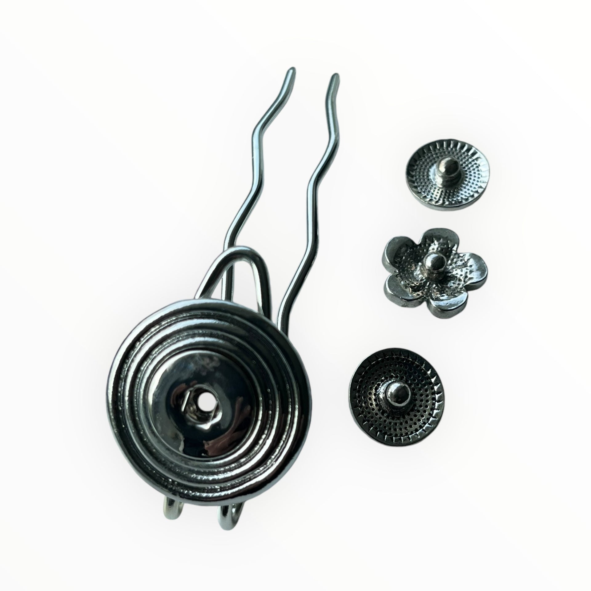Hairpin short plate - hairaccessoire - incl. 3 gratis clickbuttons naar keuze - long (11cm haak) - hairpin long