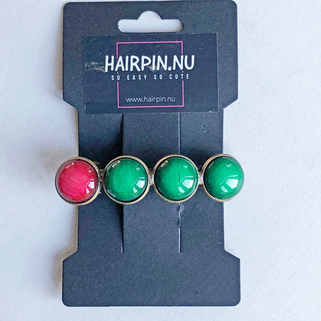 Color Hairclip groen - rood - HAIRPIN.NU