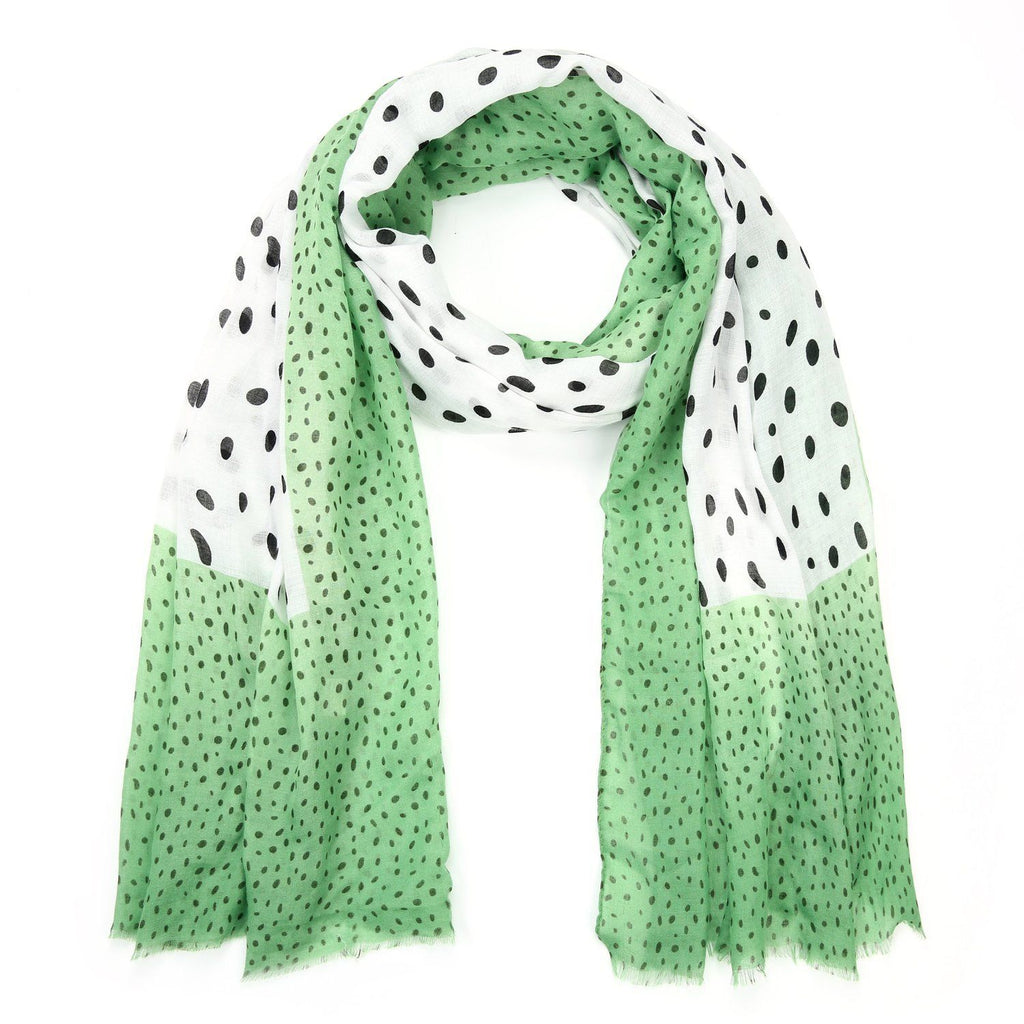 Sjaal groen zwart/wit dots - HAIRPIN.NU