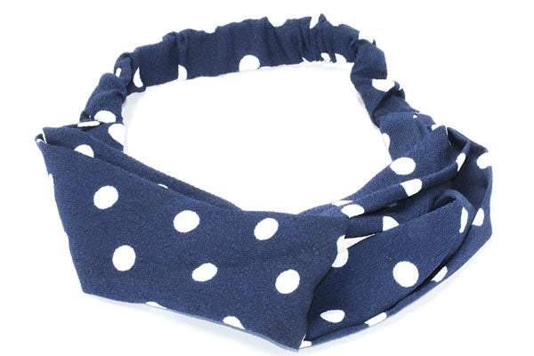 Haarband elastisch met stippen blauw  006a - HAIRPIN.NU