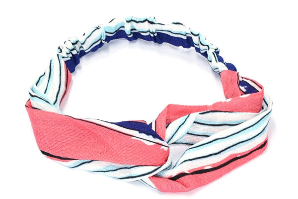 Haarband elastisch roze gestreept 002a - HAIRPIN.NU