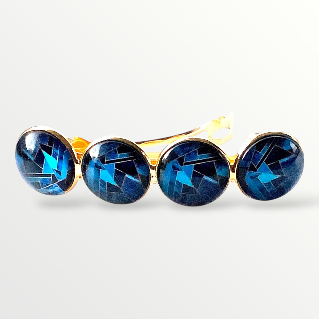 Color Hairclip haarspeld goud blauw XL