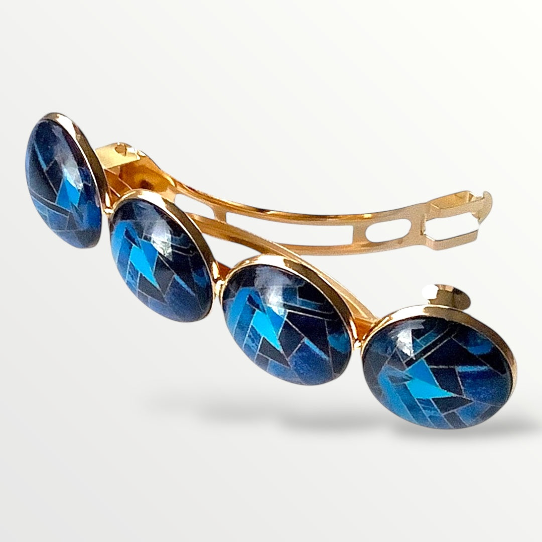 Color Hairclip haarspeld goud blauw XL