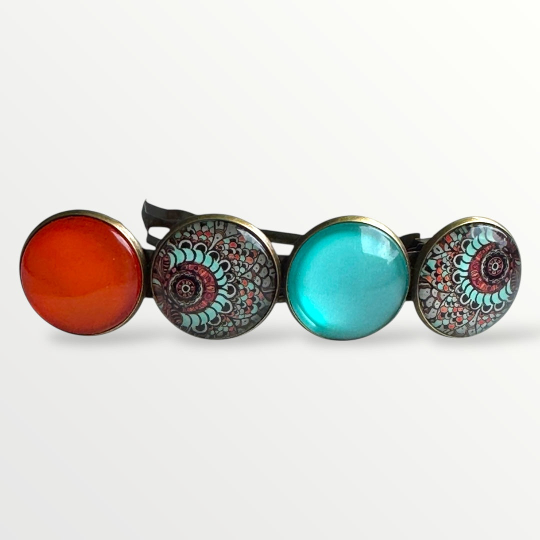 Color Hairclip haarspeld Ibiza turquoise print XL