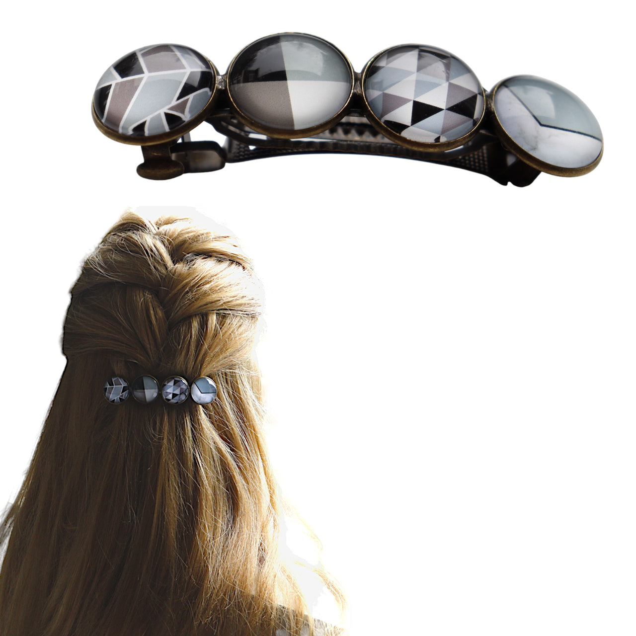 Color Hairclip XL grijs-zwart-taupe 051a