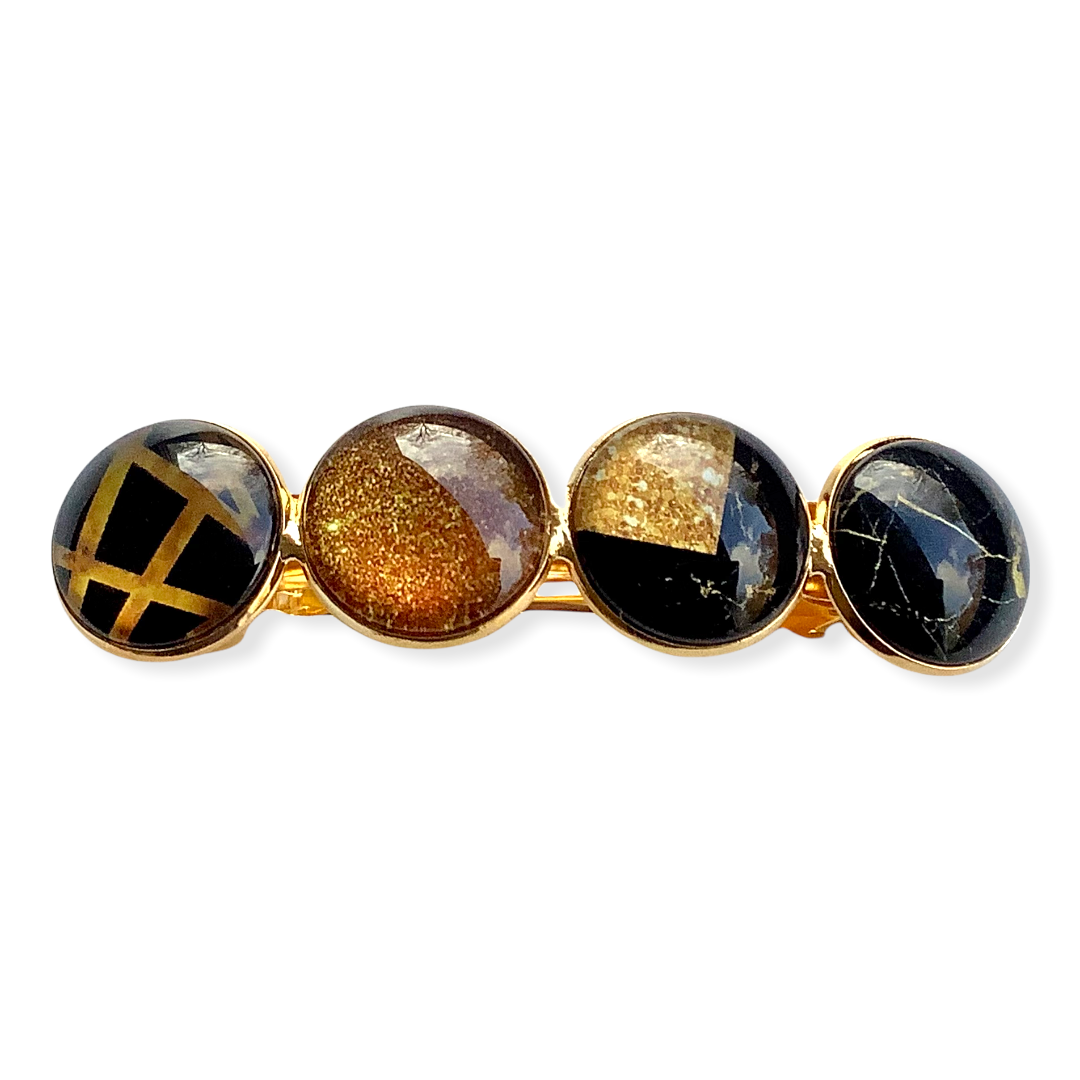 Voordeelset Color Hairclips XL bruin-groen-goud 2 stuks
