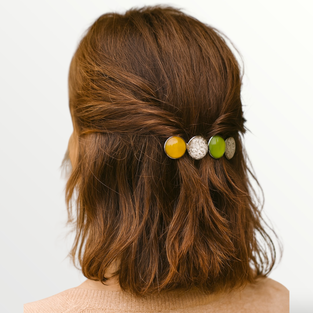 Haarspeld Color Hairclip XL – Olijf, print