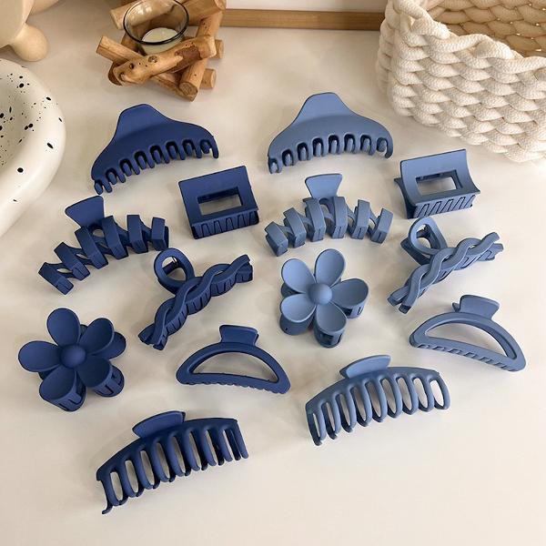 Minimalistische blauwe kleurtoon klauw haarclips
