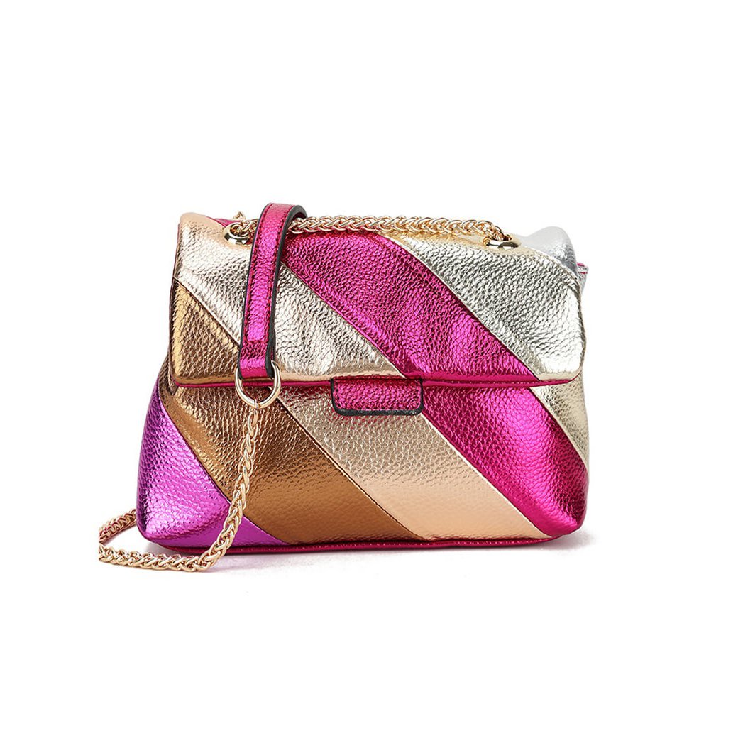 Kunstlederen rainbow schoudertas metallic | 70108