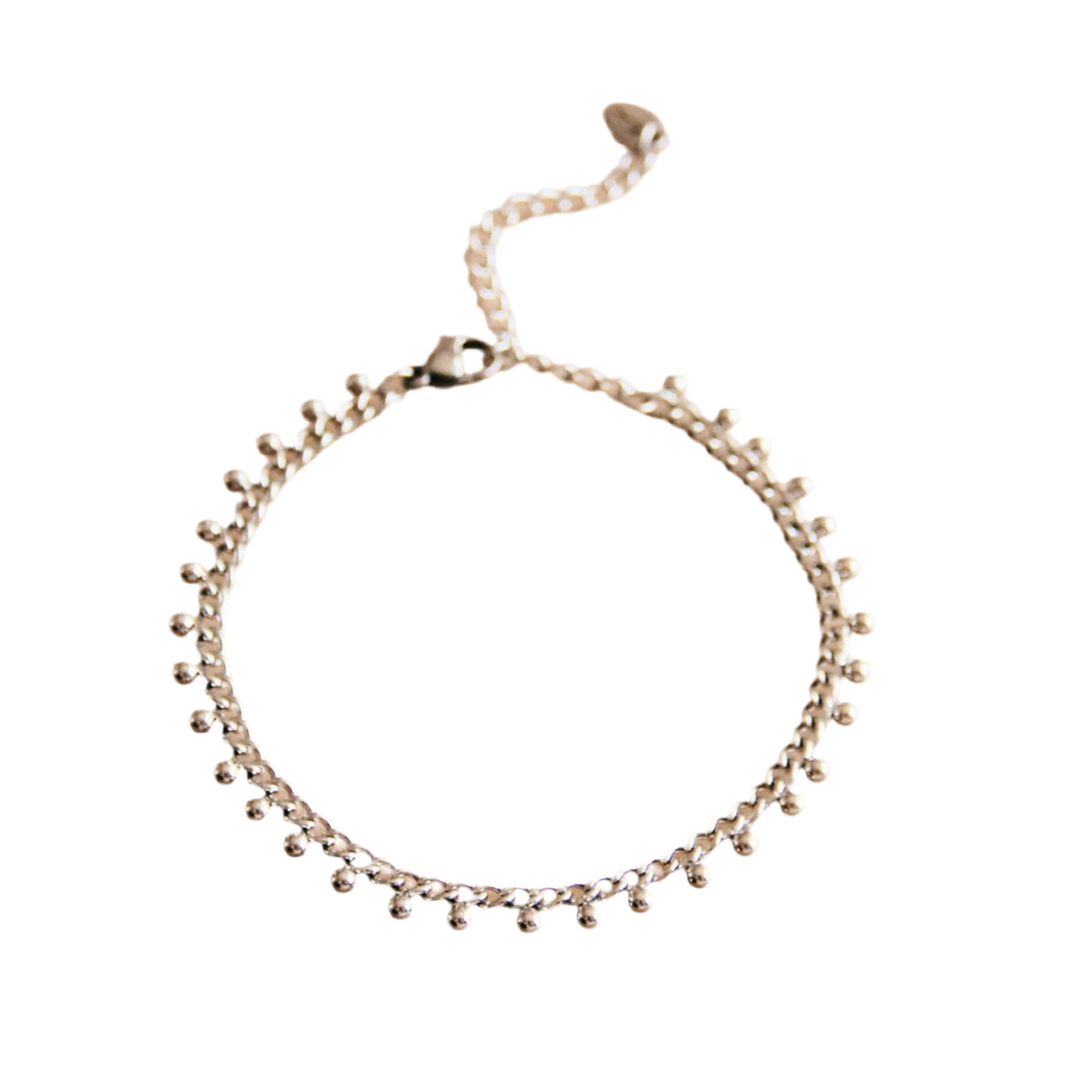 SA835: Stalen schakelarmband met balletjes - zilver