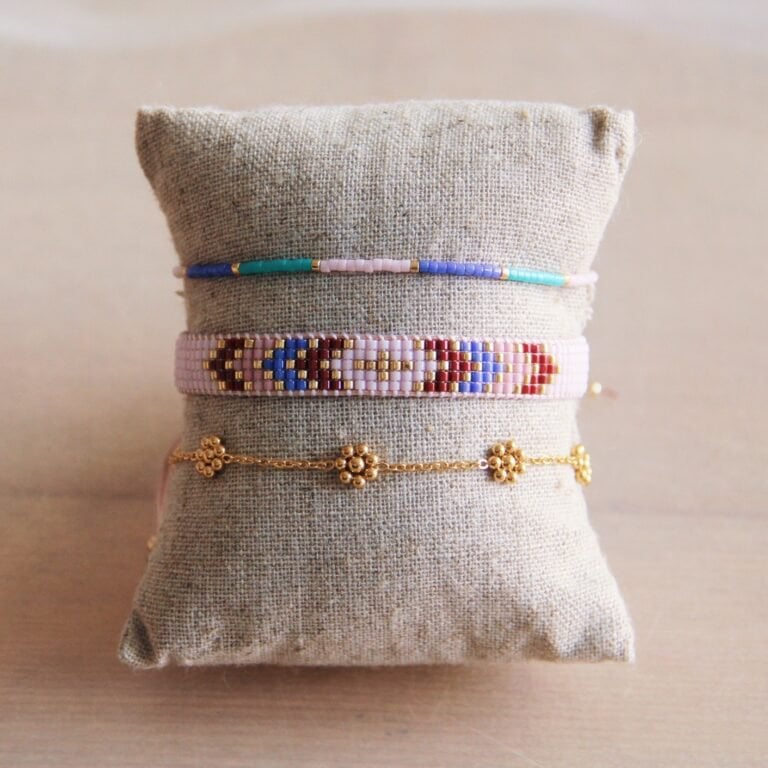 Miyuki armband kleurblokkering - lila/mint/paars