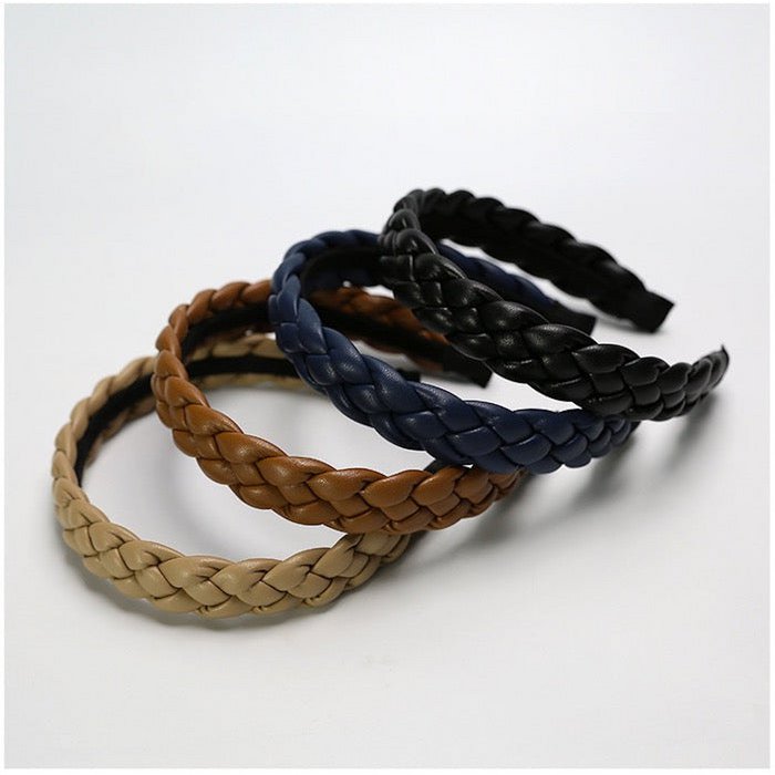 Vintage stijl gevlochten hoofdband in leerlook
