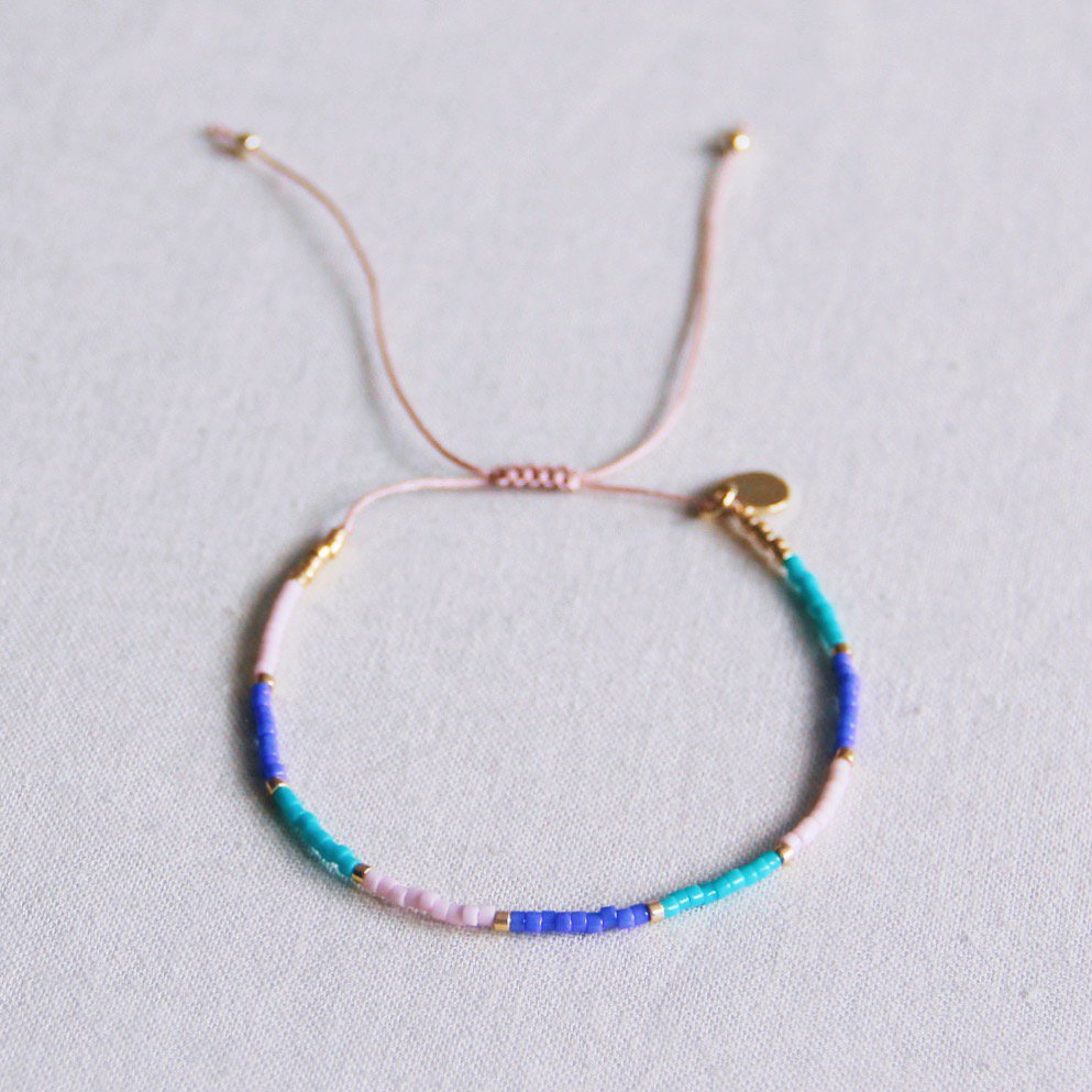 Miyuki armband kleurblokkering - lila/mint/paars