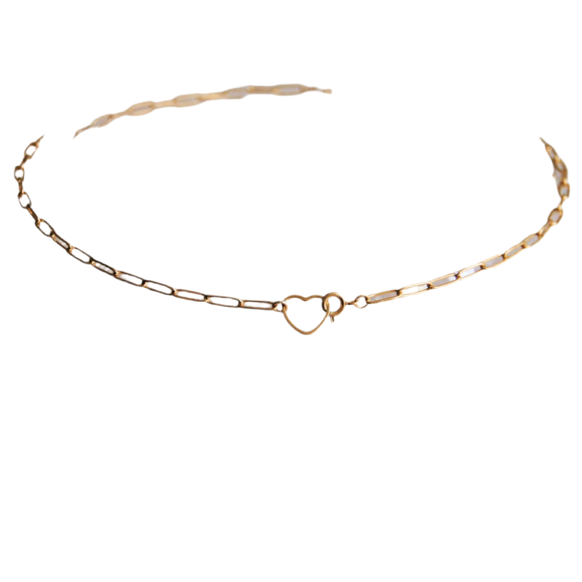 FW281: Edelstalen D-ketting ketting met open hart sluiting