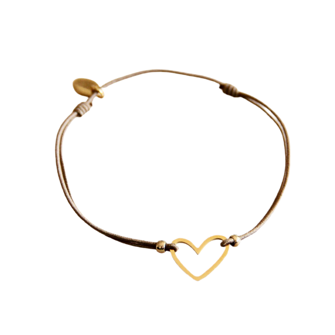 FW134: Elastische armband met open hart - taupe/goud