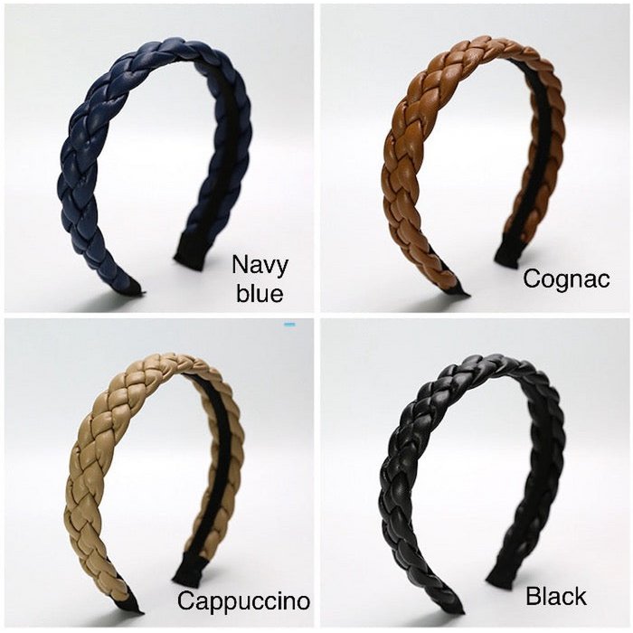 Vintage stijl gevlochten hoofdband in leerlook