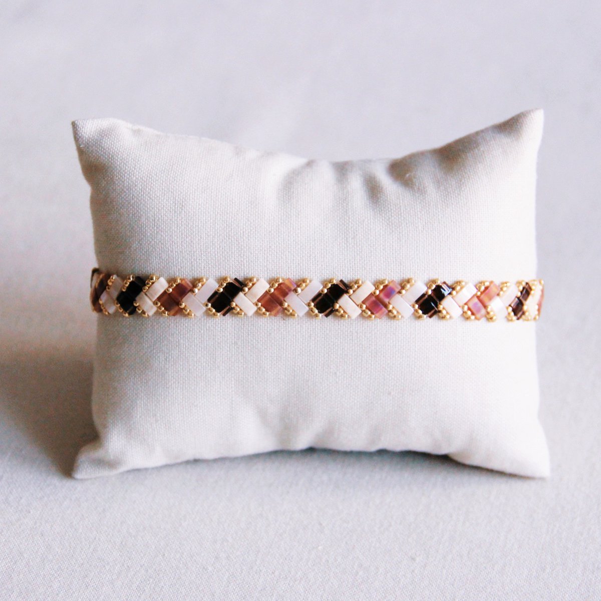 Gevlochten Tila Bead -armband - Nudekleuren