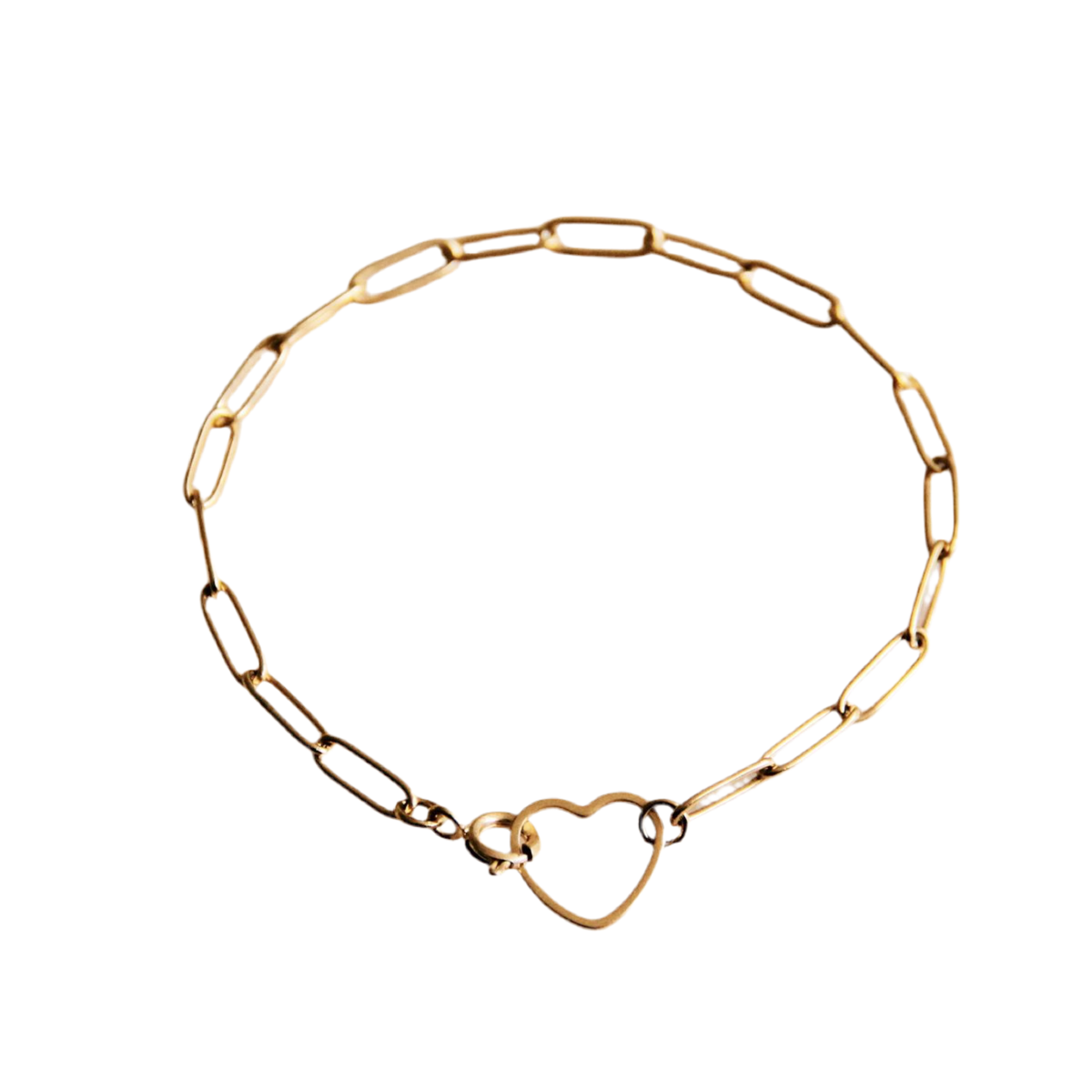 SA855: D-Chain armband met open hart slot – goud