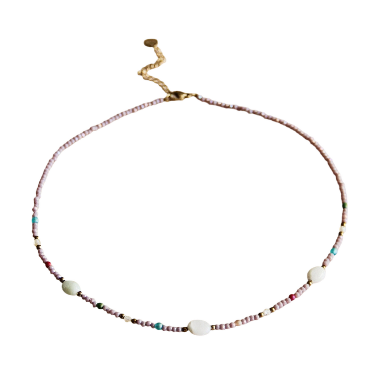 Facetketting met edelstenen – Mauve