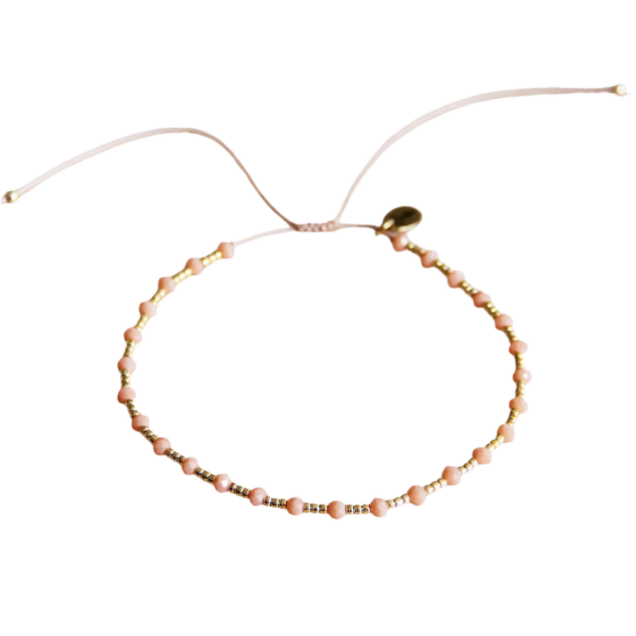 Edelsteen armband met vergulde miyuki – perzik