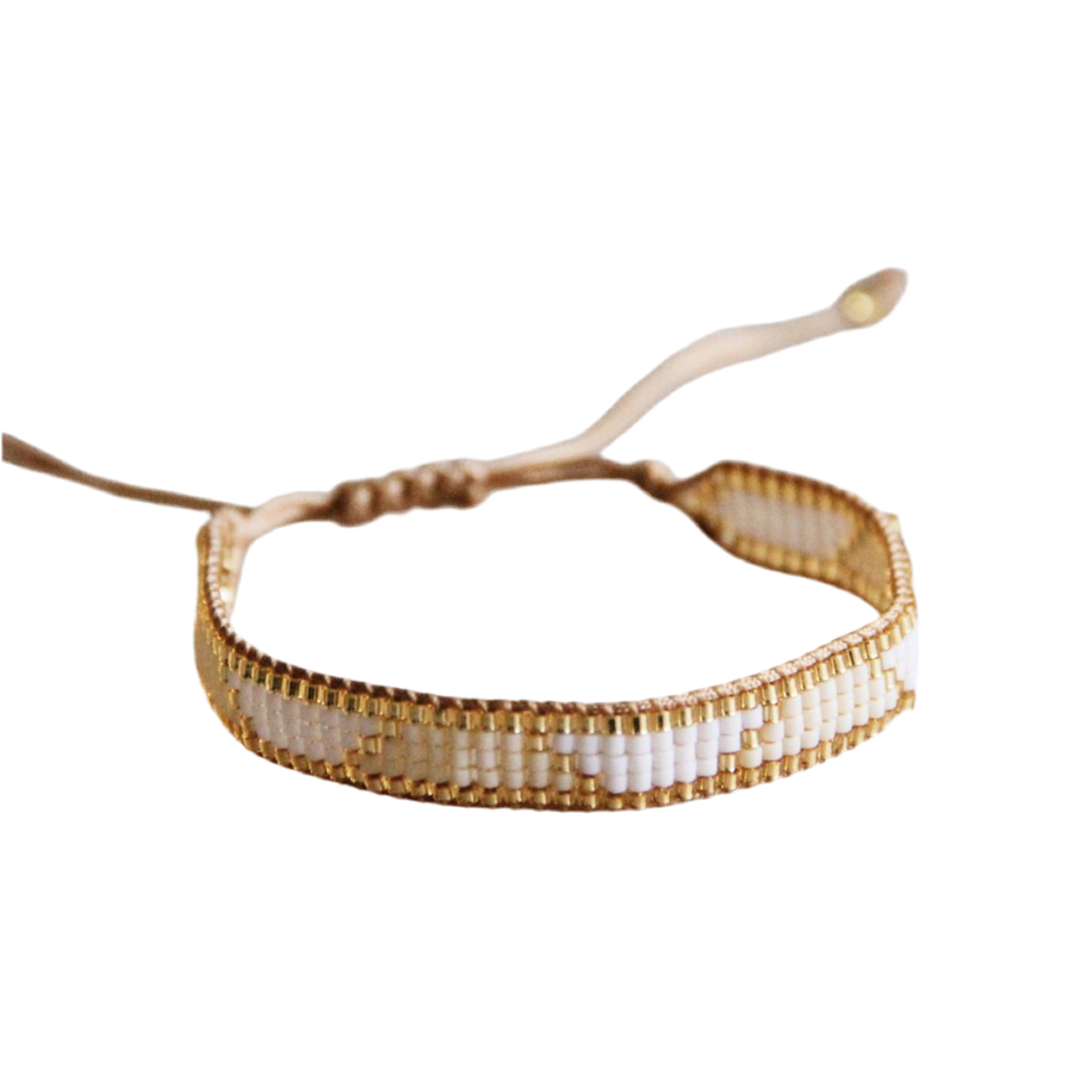 SS101: Weefarmband wit/champagne/goud