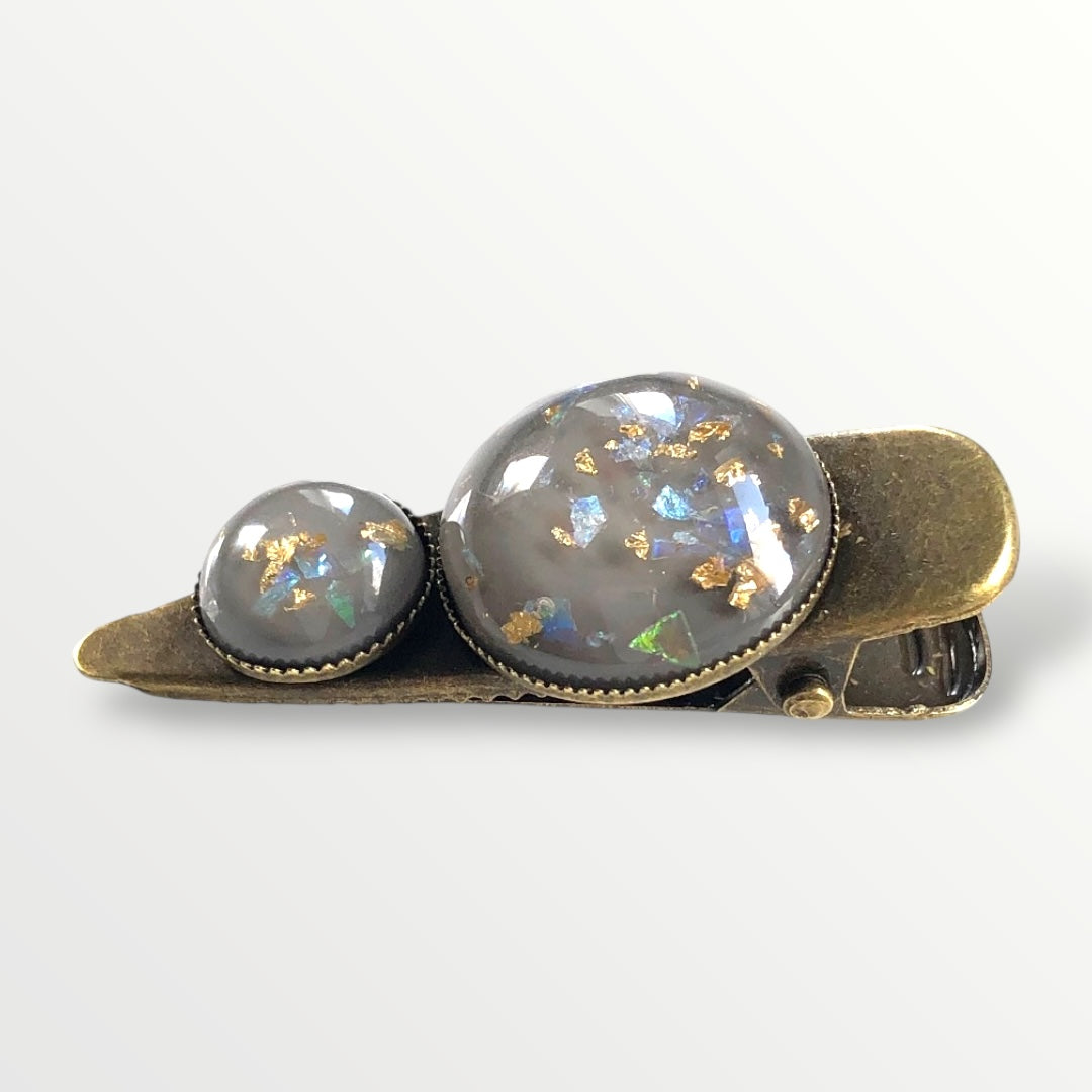 Hairclip cabochon grijs/goud