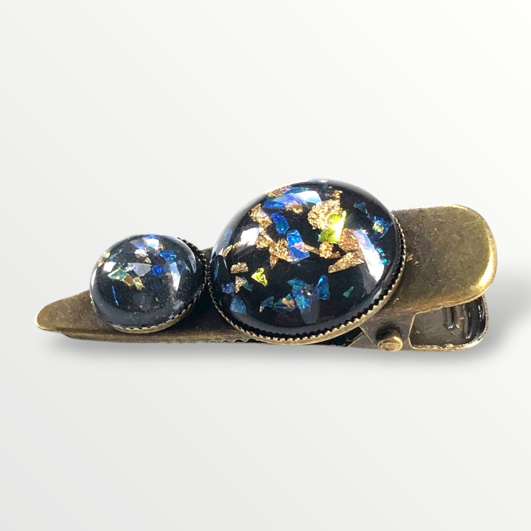 Hairclip cabochon zwart/goud