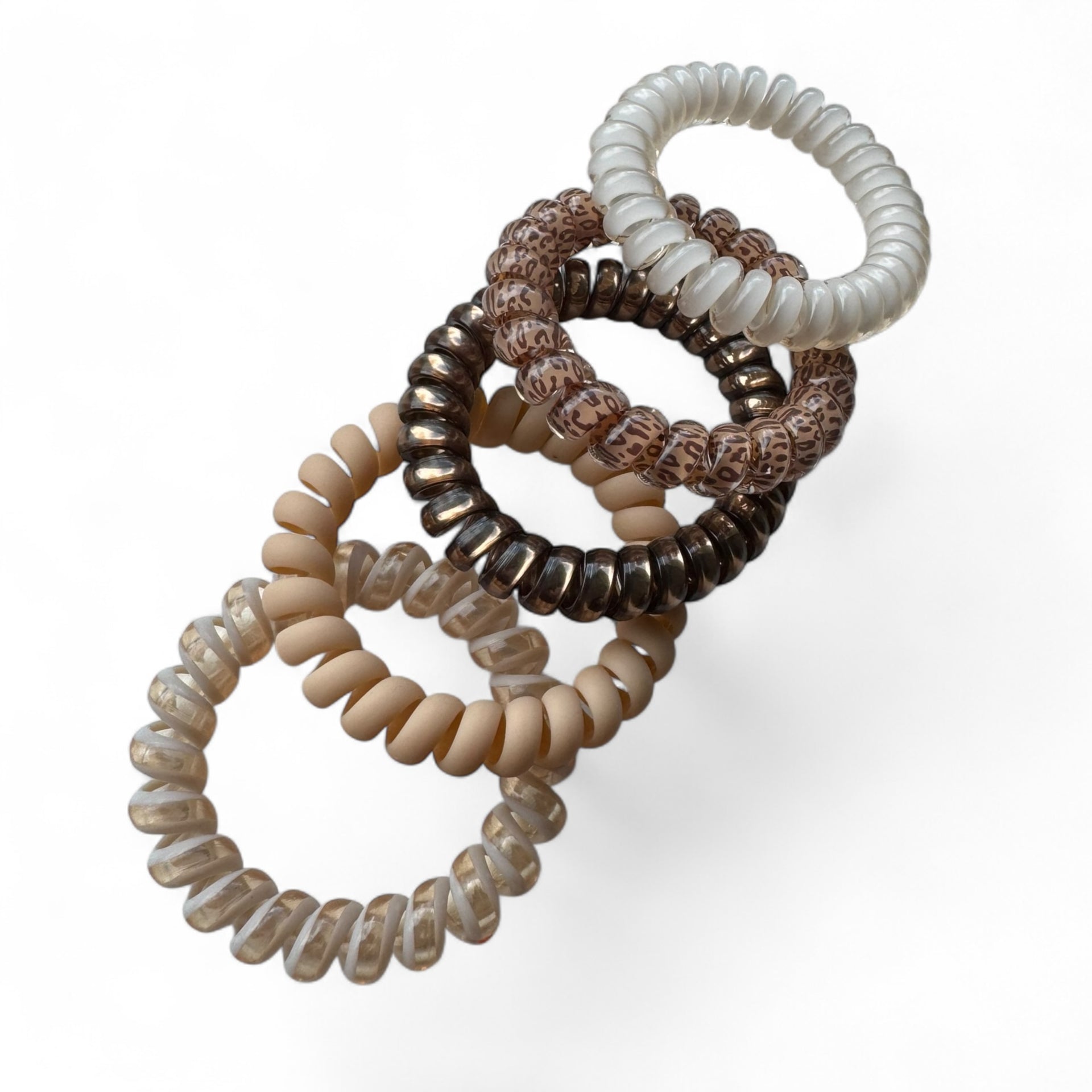 Haarelastiek-spiraal-ribbels-bruin-5stuks