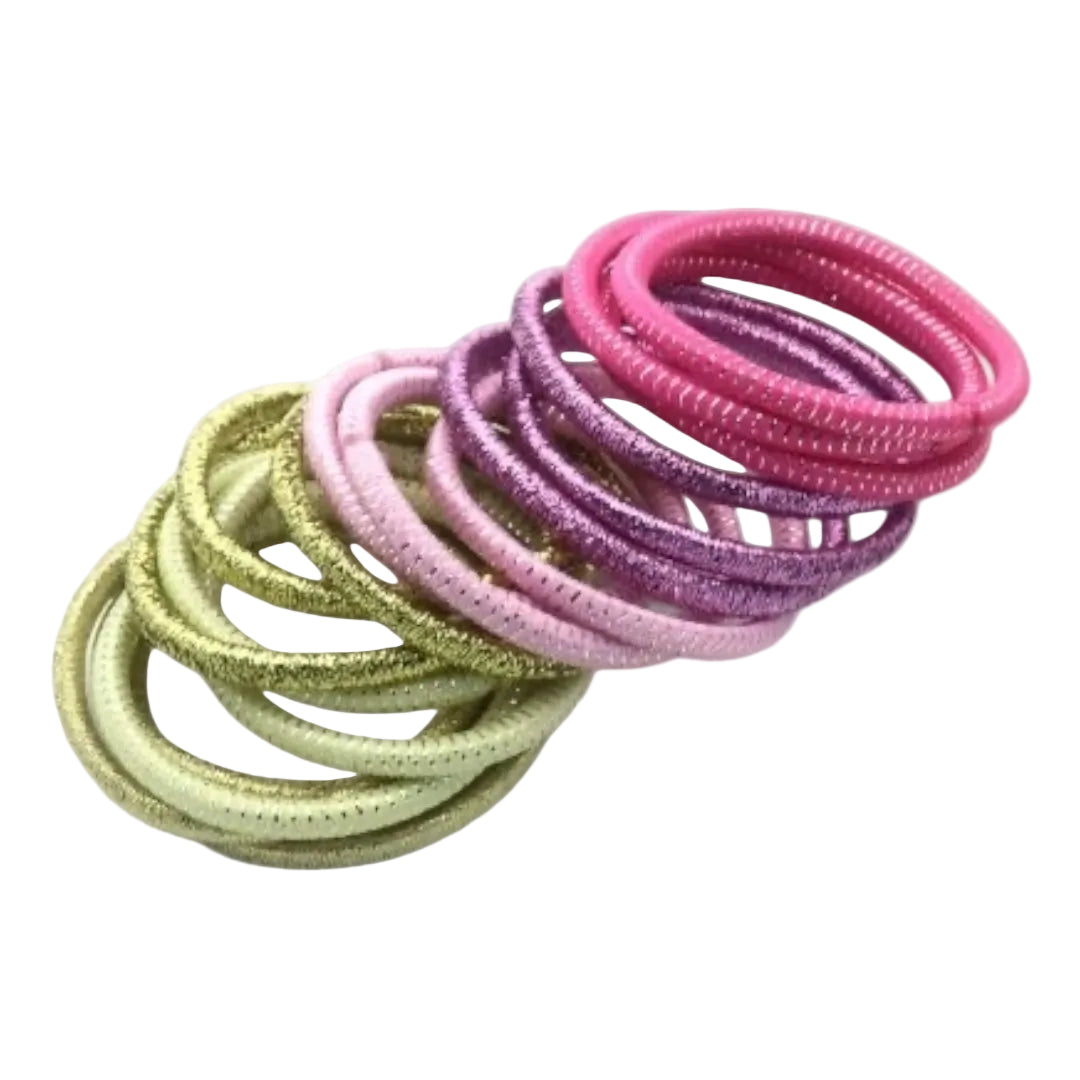 Haarelastiek set – 18 stuks glans roze mix kleuren