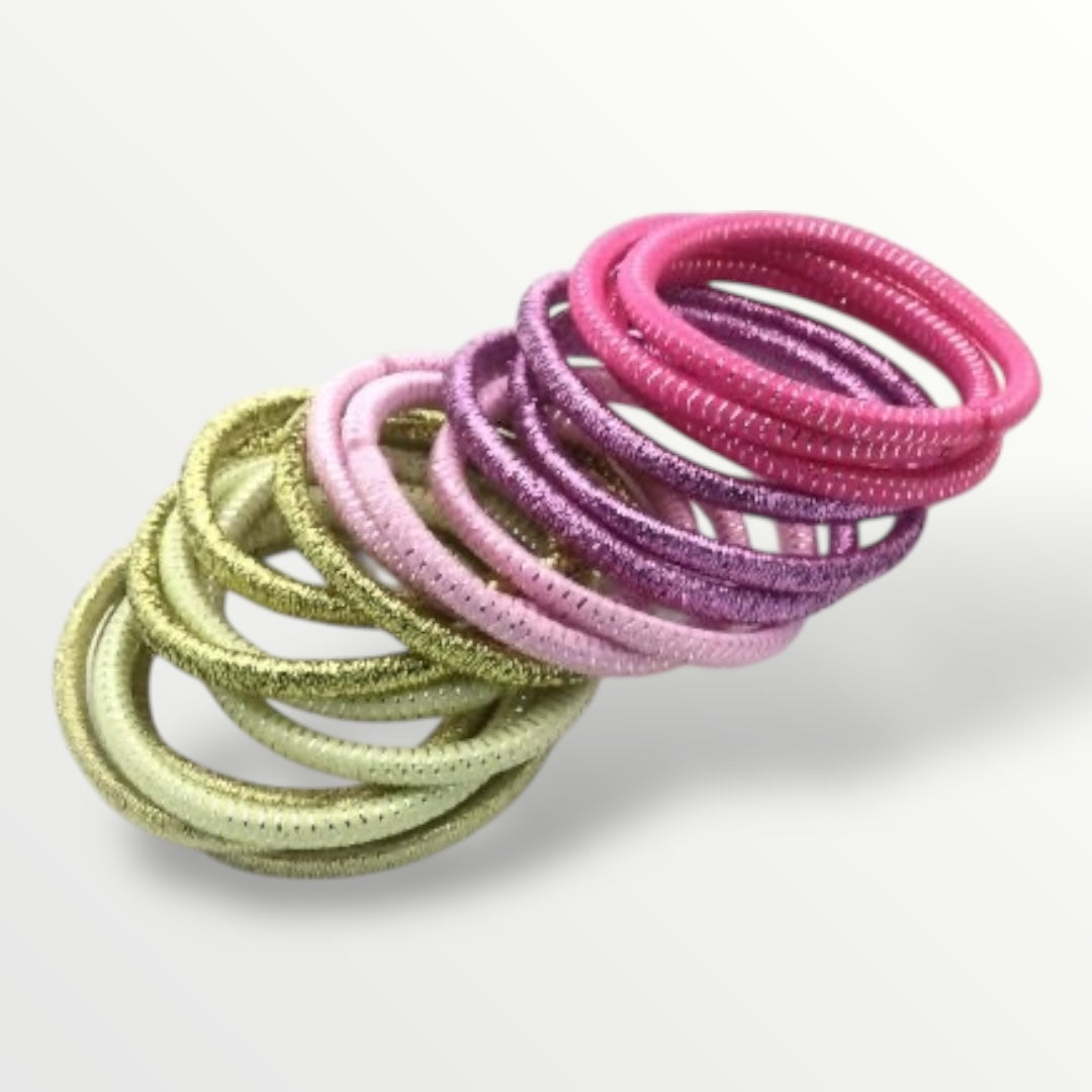 Haarelastiek set – 18 stuks glans roze mix kleuren