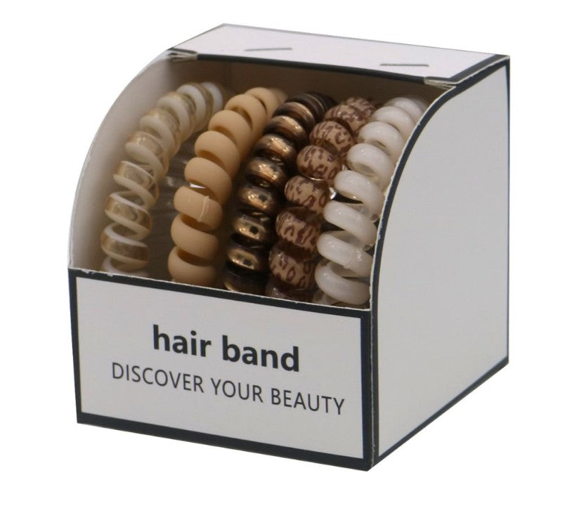 Haarelastiek-spiraal-ribbels-bruin-5stuks