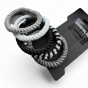 Haarelastiekjes - Armbandjes soft summer Knekkies 5 stuks zwart,zilver mix
