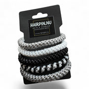 Haarelastiekjes - Armbandjes soft summer Knekkies 5 stuks zwart,zilver mix