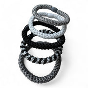 Haarelastiekjes - Armbandjes soft summer Knekkies 5 stuks zwart,zilver mix