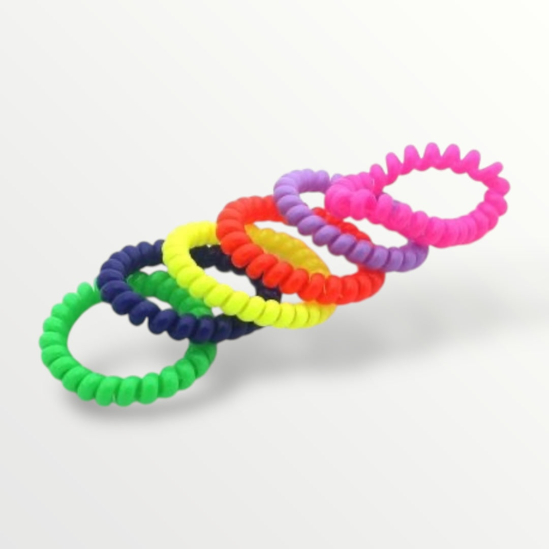 Haarelastiekjes - Spiraal - 6 stuks fluor