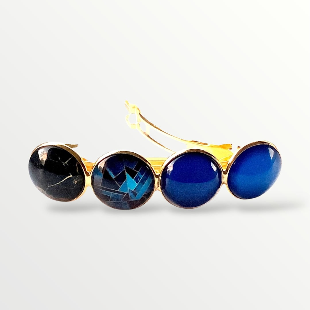 Color Hairclip haarspeld zwart goud blauw XL