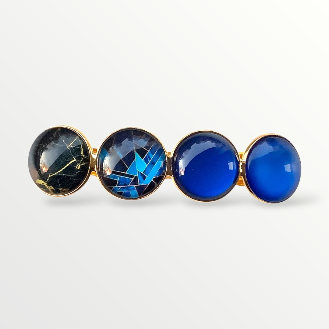 Color Hairclip haarspeld zwart goud blauw XL