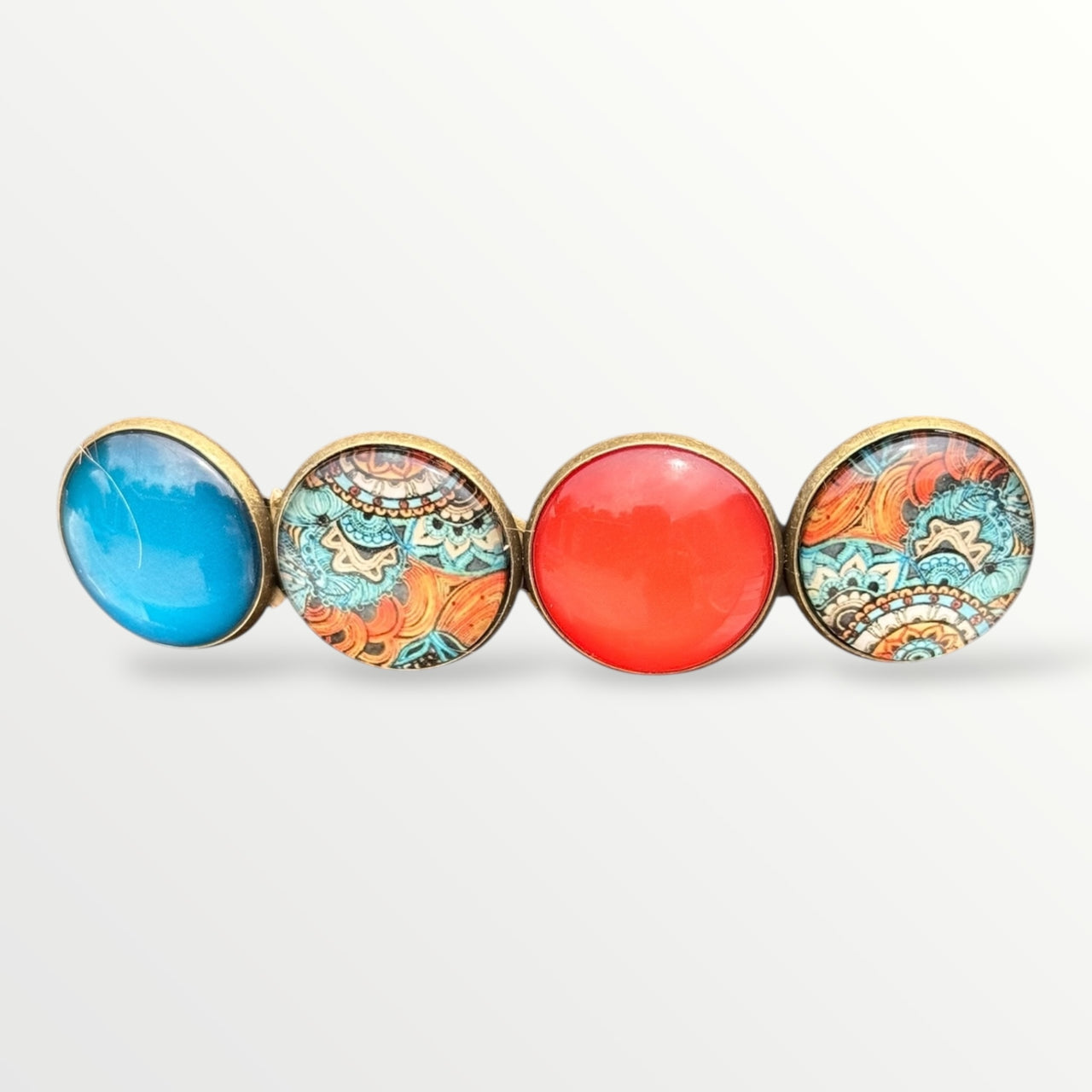Color Hairclip haarspeld Ibiza print oranje turquoise XL