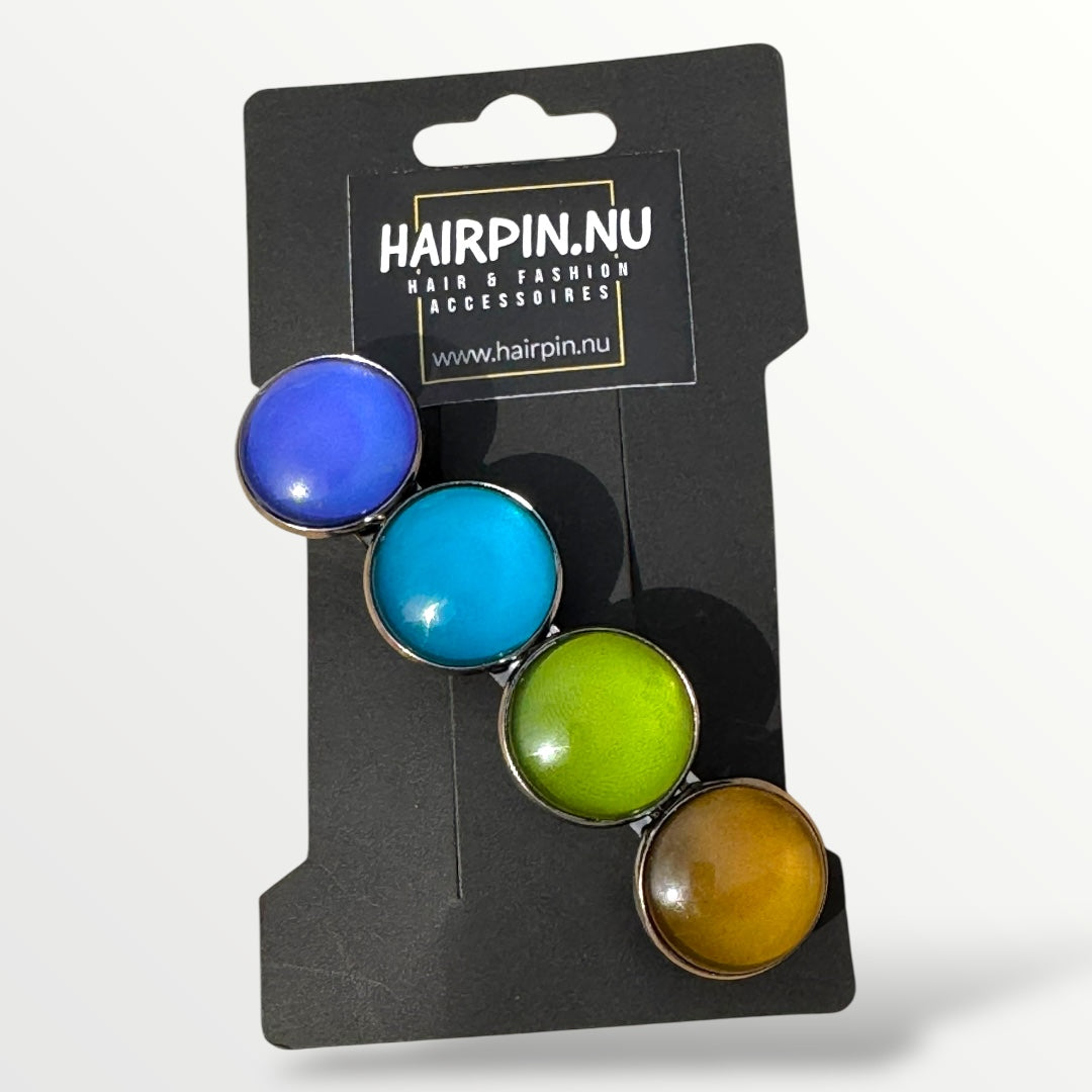 Haarspeld Color Hairclip XL blauw-olijf-bruin in luxe verpakking – ideaal als cadeautip
