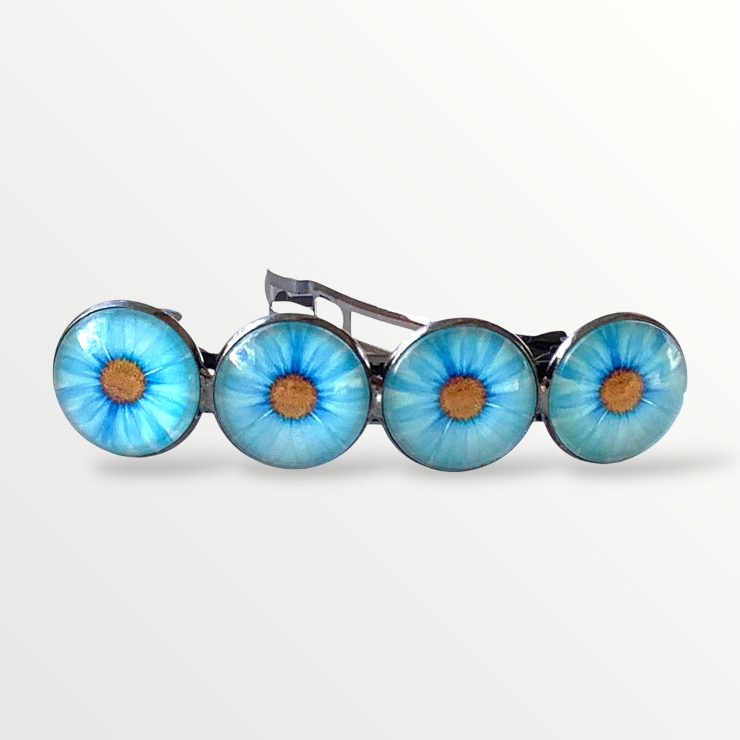 Color Hairclip haarspeld flowers blue XL