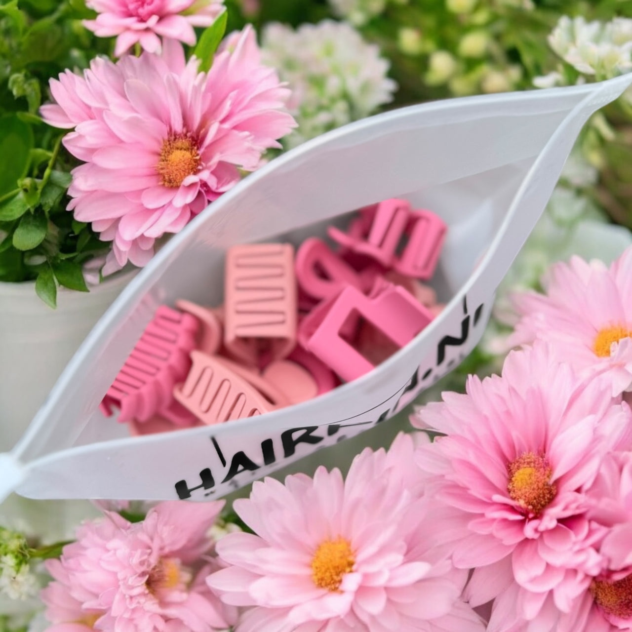 Haarklem set 10 stuks roze mix