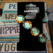 Hairclip XL glas cabochon haarspeld mandala bohemian ibiza boho print 0148 - HAIRPIN.NU