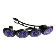 Hairclip XL glas cabochon haarspeld bohemian ibiza boho paars lila print 0155 - HAIRPIN.NU