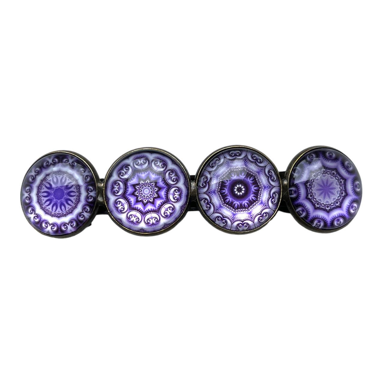 Hairclip XL glas cabochon haarspeld bohemian ibiza boho paars lila print 0155 - HAIRPIN.NU