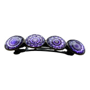 Hairclip XL glas cabochon haarspeld bohemian ibiza boho paars lila print 0155 - HAIRPIN.NU