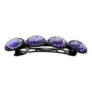 Hairclip XL glas cabochon haarspeld bohemian ibiza boho paars lila print 0155 - HAIRPIN.NU