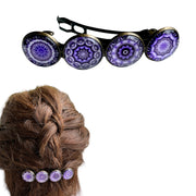 Hairclip XL glas cabochon haarspeld bohemian ibiza boho paars lila print 0155 - HAIRPIN.NU