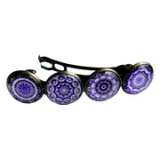 Hairclip XL glas cabochon haarspeld bohemian ibiza boho paars lila print 0155 - HAIRPIN.NU