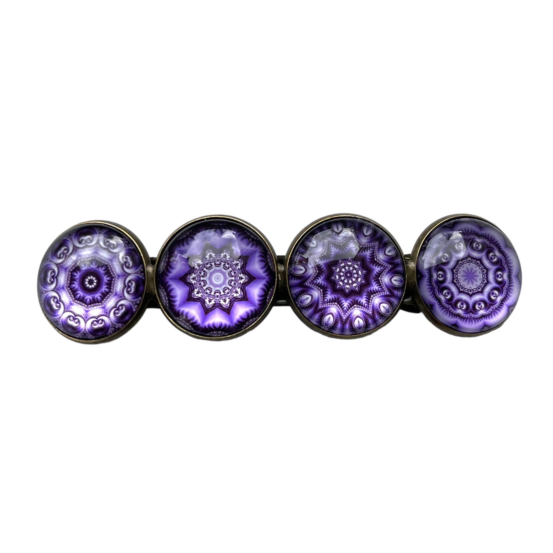 Hairclip XL glas cabochon haarspeld bohemian ibiza boho paars lila print 0158 - HAIRPIN.NU