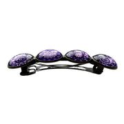 Hairclip XL glas cabochon haarspeld bohemian ibiza boho paars lila print 0158 - HAIRPIN.NU